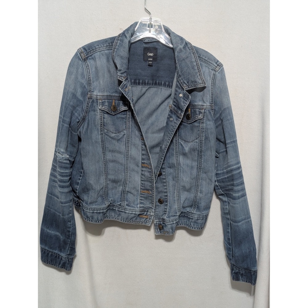 Gap Womens Blue Denim Trucker Jacket Medium Wash Size L